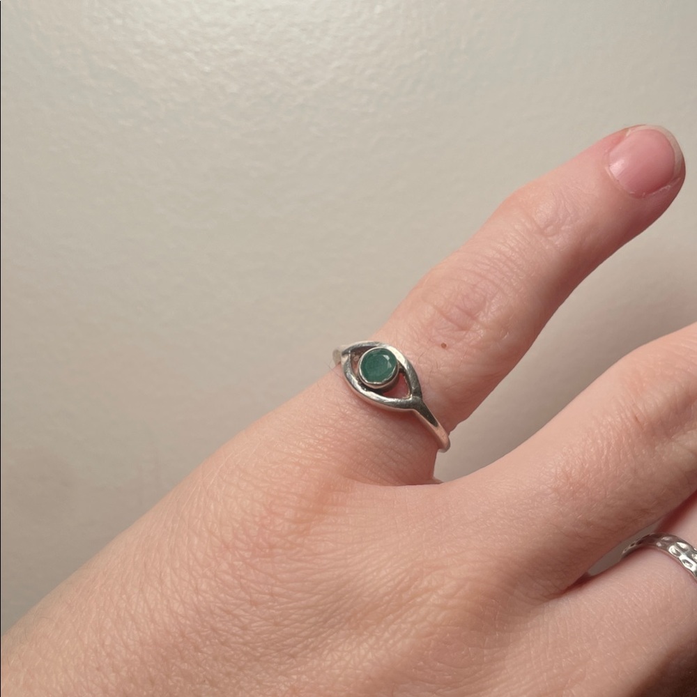 Elegant Silver Ring with Green Stone